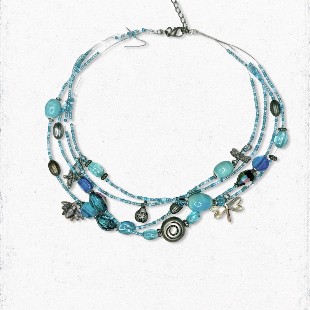 13A. Insect Charm Necklace Seed Beads